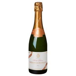 Botella de André Delorme Crémant de Bourgogne Brut, vino espumoso de Borgoña